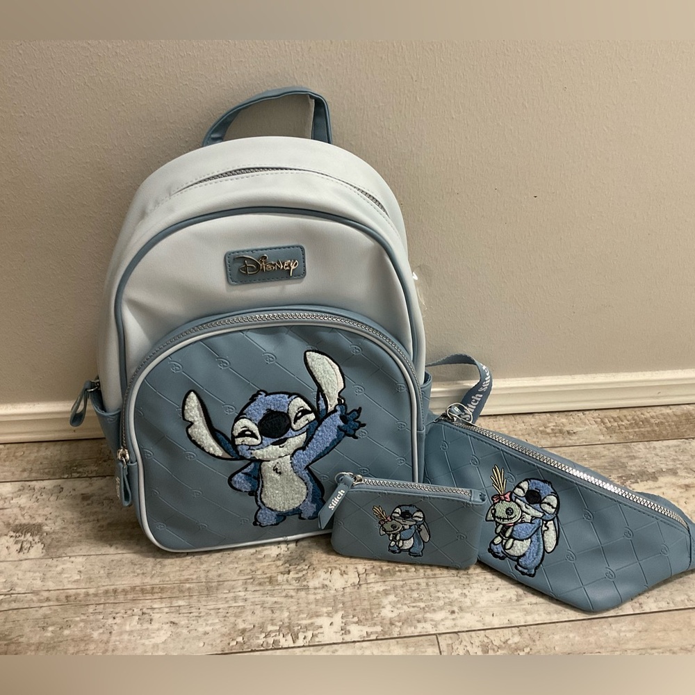 NWT Stitch backpack, belt bag and mini wallet